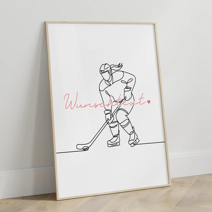 Lineart Poster Eishockey Geschenk Tochter & Schwester für Eishockeyspieler Eishockeyspielerin Ice hockey