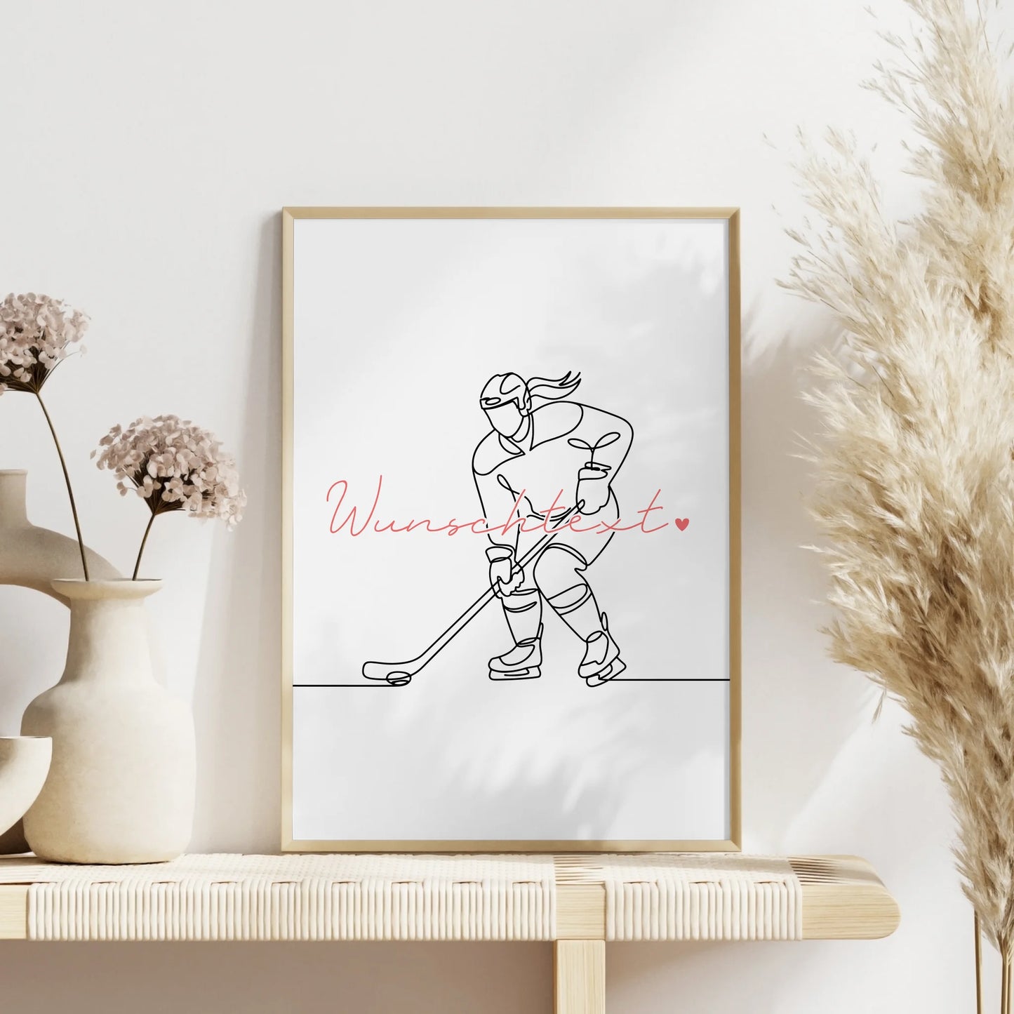 Lineart Poster Eishockey Geschenk Tochter & Schwester für Eishockeyspieler Eishockeyspielerin Ice hockey