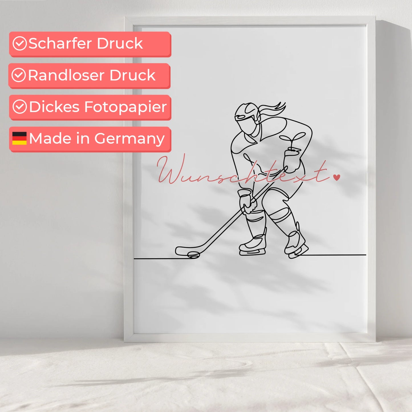 Lineart Poster Eishockey Geschenk Tochter & Schwester für Eishockeyspieler Eishockeyspielerin Ice hockey