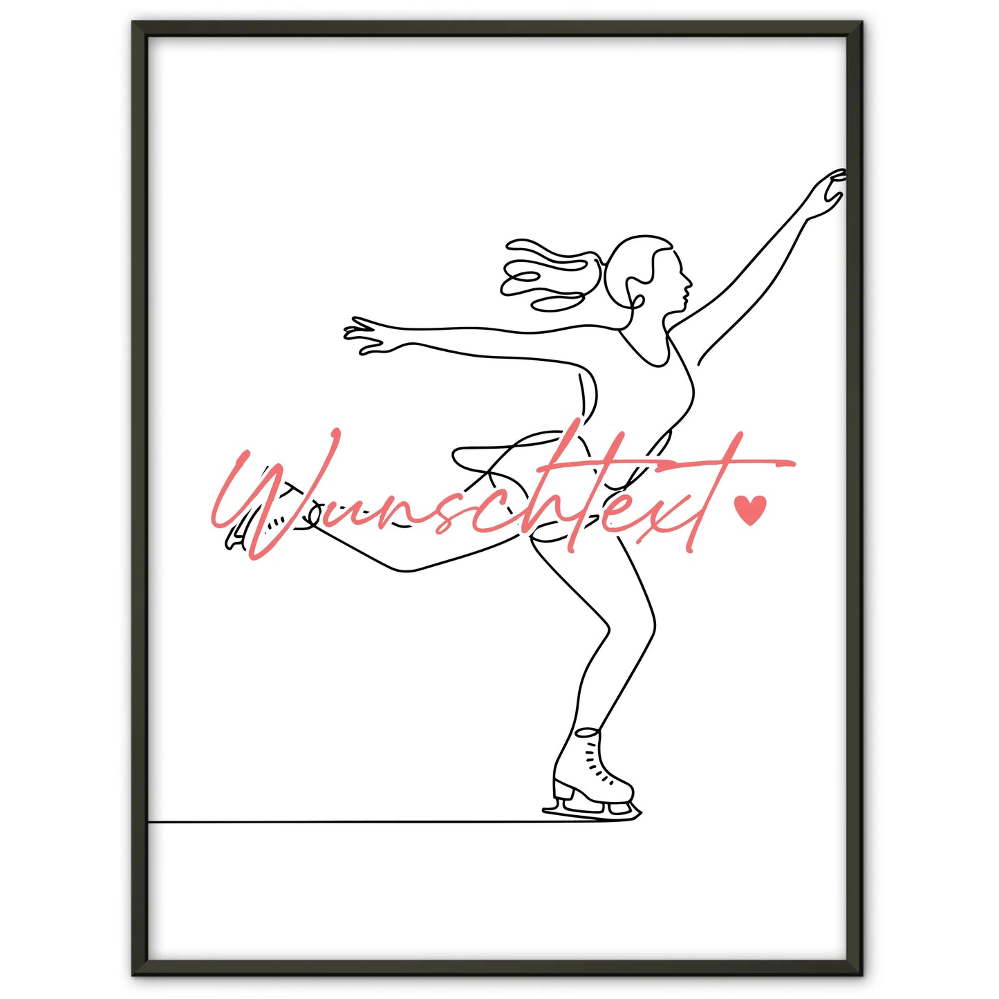 Personalisiertes Poster Lineart Eislaufen Geschenk Tochter & Schwester für Eisläufer Eisläuferin Ice skating