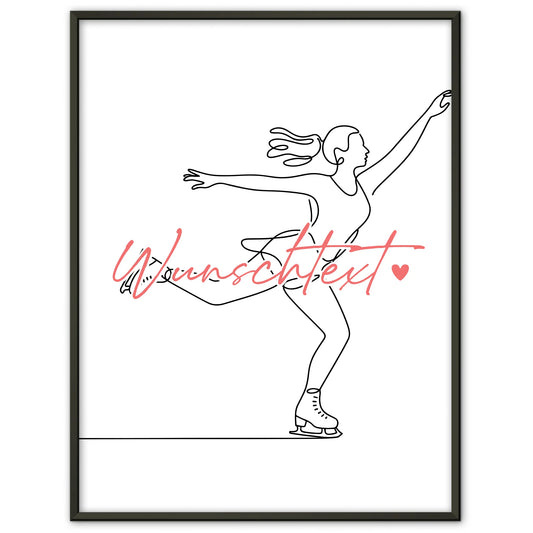 Personalisiertes Poster Lineart Eislaufen Geschenk Tochter & Schwester für Eisläufer Eisläuferin Ice skating