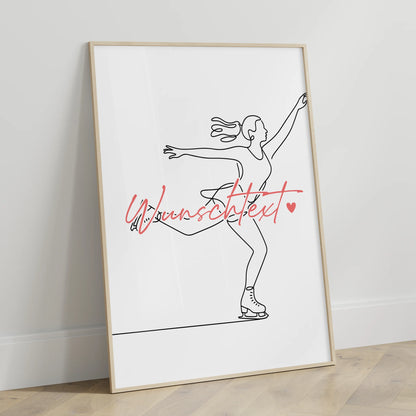 Personalisiertes Poster Lineart Eislaufen Geschenk Tochter & Schwester für Eisläufer Eisläuferin Ice skating