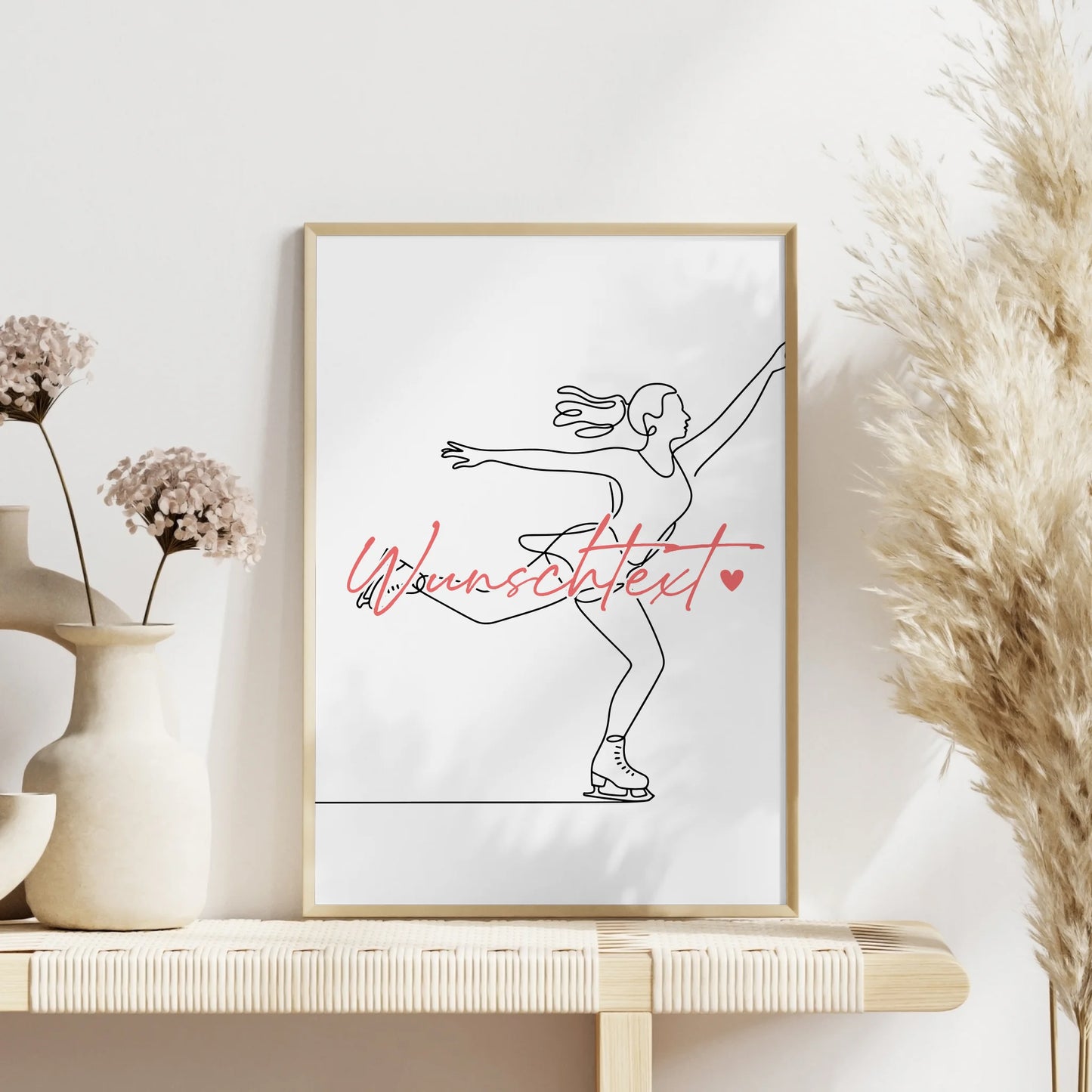 Personalisiertes Poster Lineart Eislaufen Geschenk Tochter & Schwester für Eisläufer Eisläuferin Ice skating