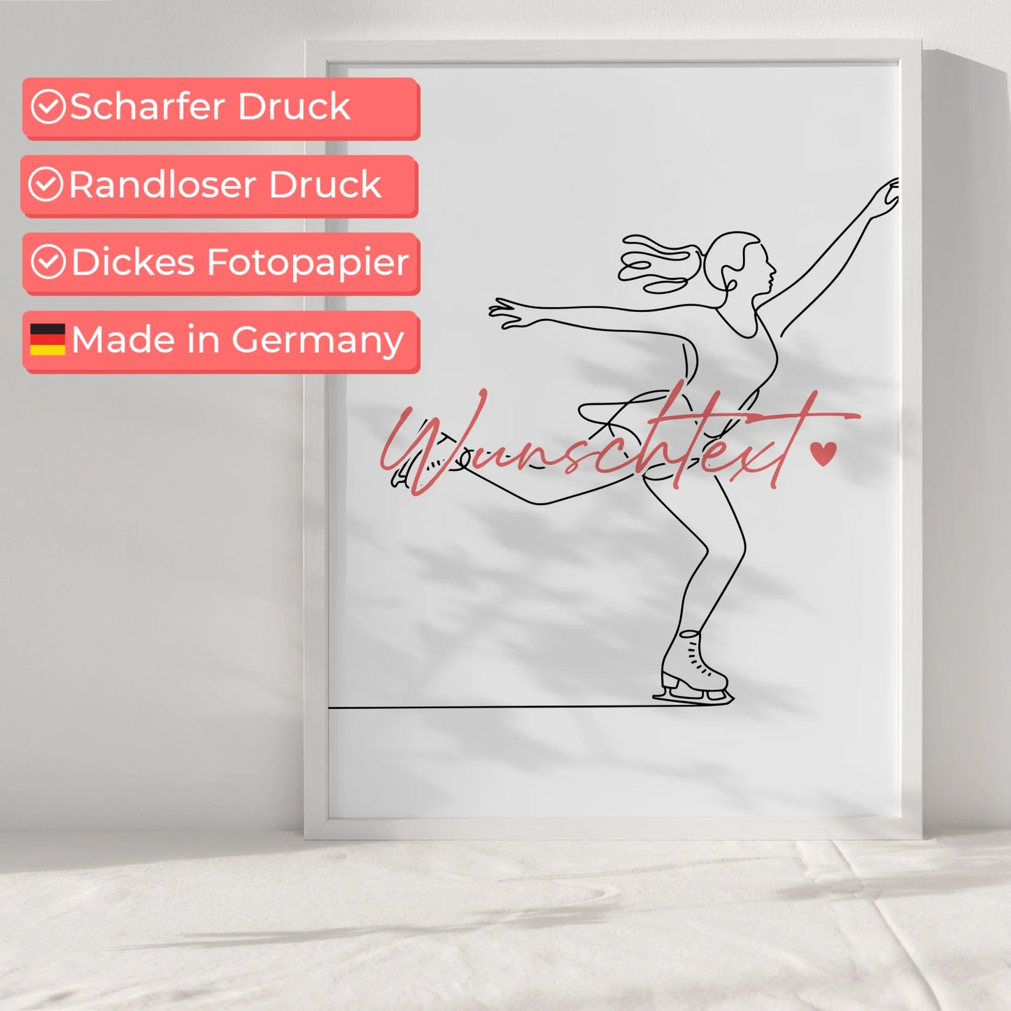 Personalisiertes Poster Lineart Eislaufen Geschenk Tochter & Schwester für Eisläufer Eisläuferin Ice skating