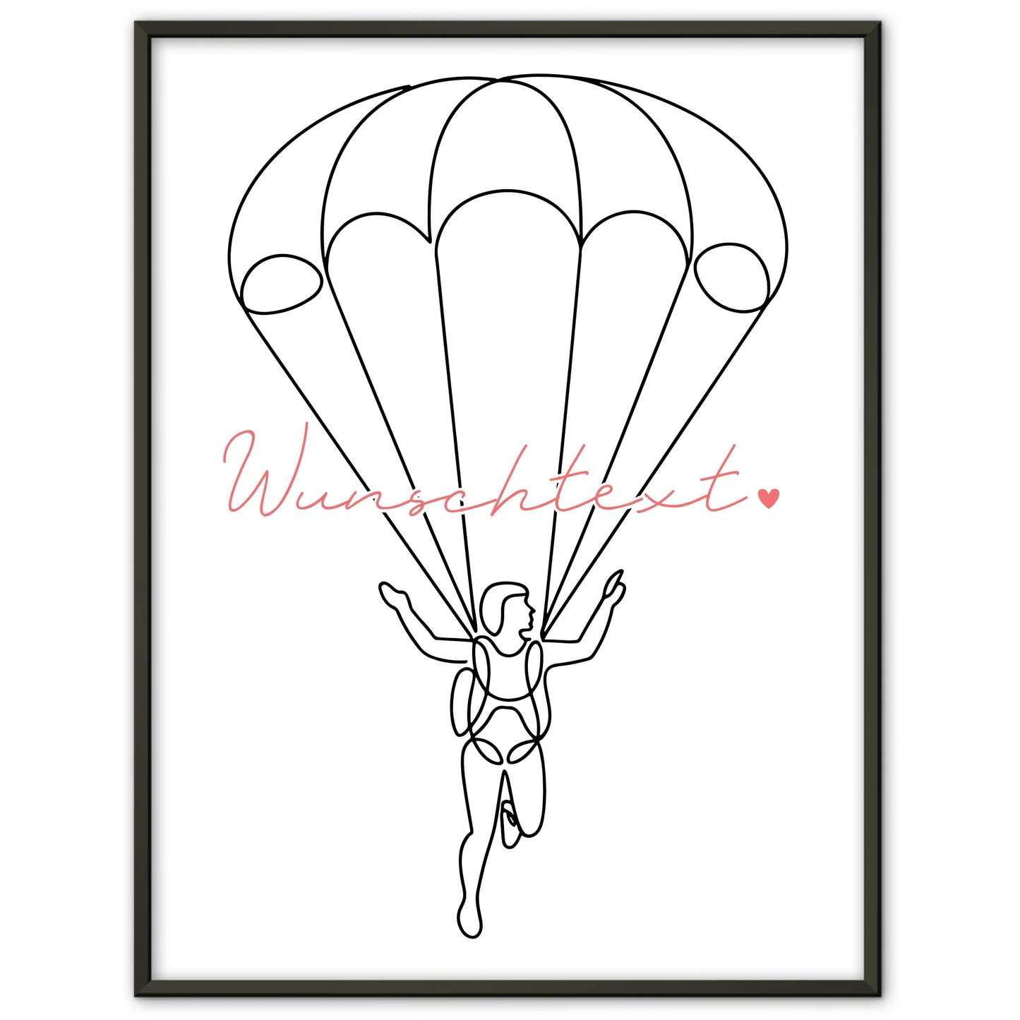 Lineart Poster Personalisiert Fallschirmspringen Geschenk Tochter & Schwester für Fallschirmspringer Fallschirmspringerin Skydiving