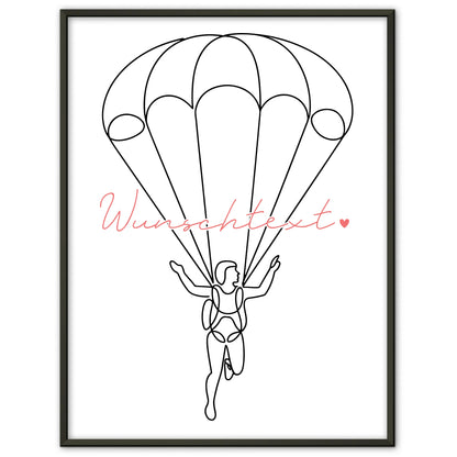 Lineart Poster Personalisiert Fallschirmspringen Geschenk Tochter & Schwester für Fallschirmspringer Fallschirmspringerin Skydiving