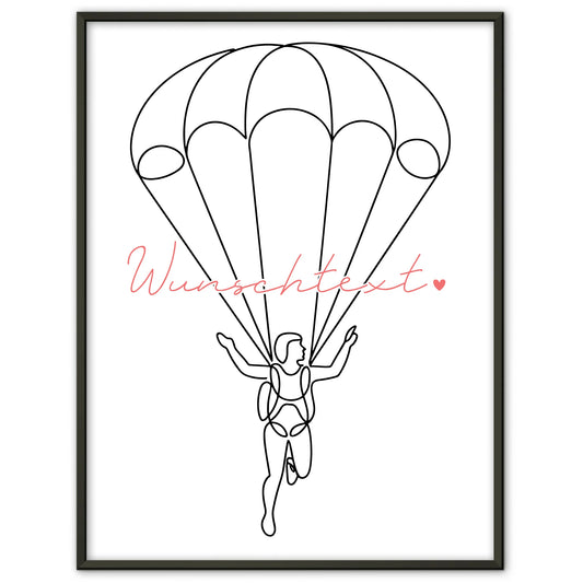 Lineart Poster Personalisiert Fallschirmspringen Geschenk Tochter & Schwester für Fallschirmspringer Fallschirmspringerin Skydiving