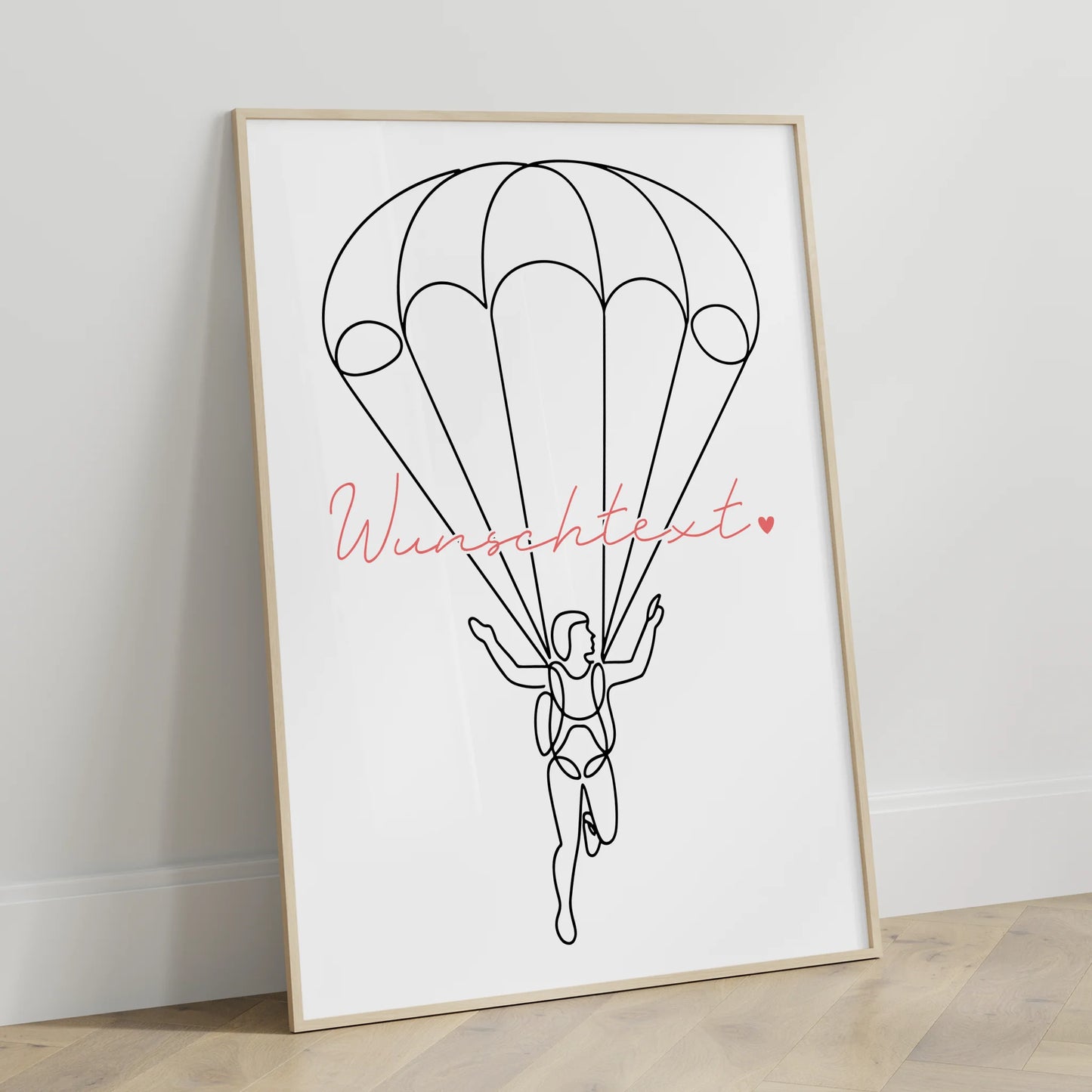 Lineart Poster Personalisiert Fallschirmspringen Geschenk Tochter & Schwester für Fallschirmspringer Fallschirmspringerin Skydiving