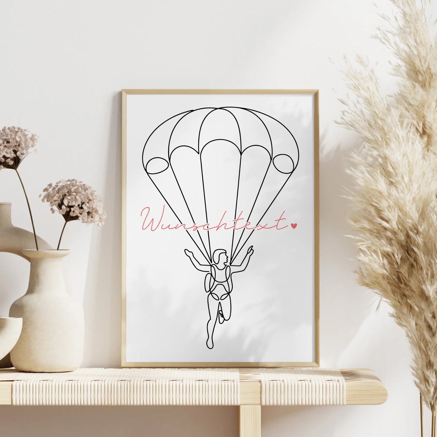 Lineart Poster Personalisiert Fallschirmspringen Geschenk Tochter & Schwester für Fallschirmspringer Fallschirmspringerin Skydiving