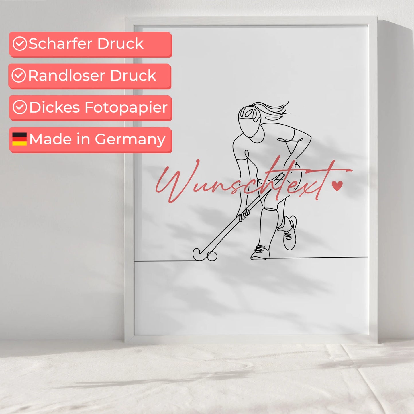 Lineart Poster Feldhockey Geschenk Tochter & Schwester für Feldhockeyspieler Feldhockeyspielerin Field hockey