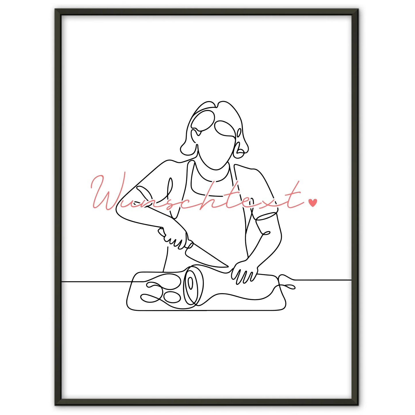 Personalisiertes Poster Lineart Fleischer Geschenk Tochter & Schwester für Fleischer Fleischerin butcher