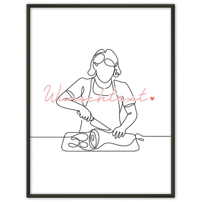 Personalisiertes Poster Lineart Fleischer Geschenk Tochter & Schwester für Fleischer Fleischerin butcher