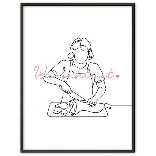 Personalisiertes Poster Lineart Fleischer Geschenk Tochter & Schwester für Fleischer Fleischerin butcher