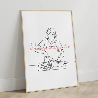 Personalisiertes Poster Lineart Fleischer Geschenk Tochter & Schwester für Fleischer Fleischerin butcher