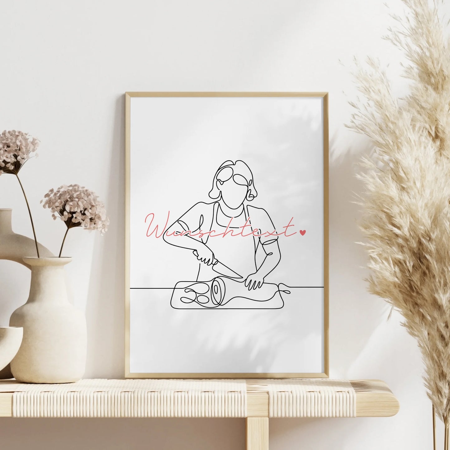 Personalisiertes Poster Lineart Fleischer Geschenk Tochter & Schwester für Fleischer Fleischerin butcher