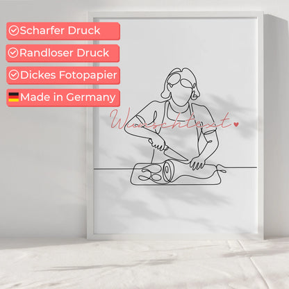 Personalisiertes Poster Lineart Fleischer Geschenk Tochter & Schwester für Fleischer Fleischerin butcher