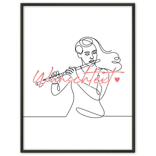 Lineart Poster Personalisiert Flöte Geschenk Tochter & Schwester für Flötist Flötistin flute