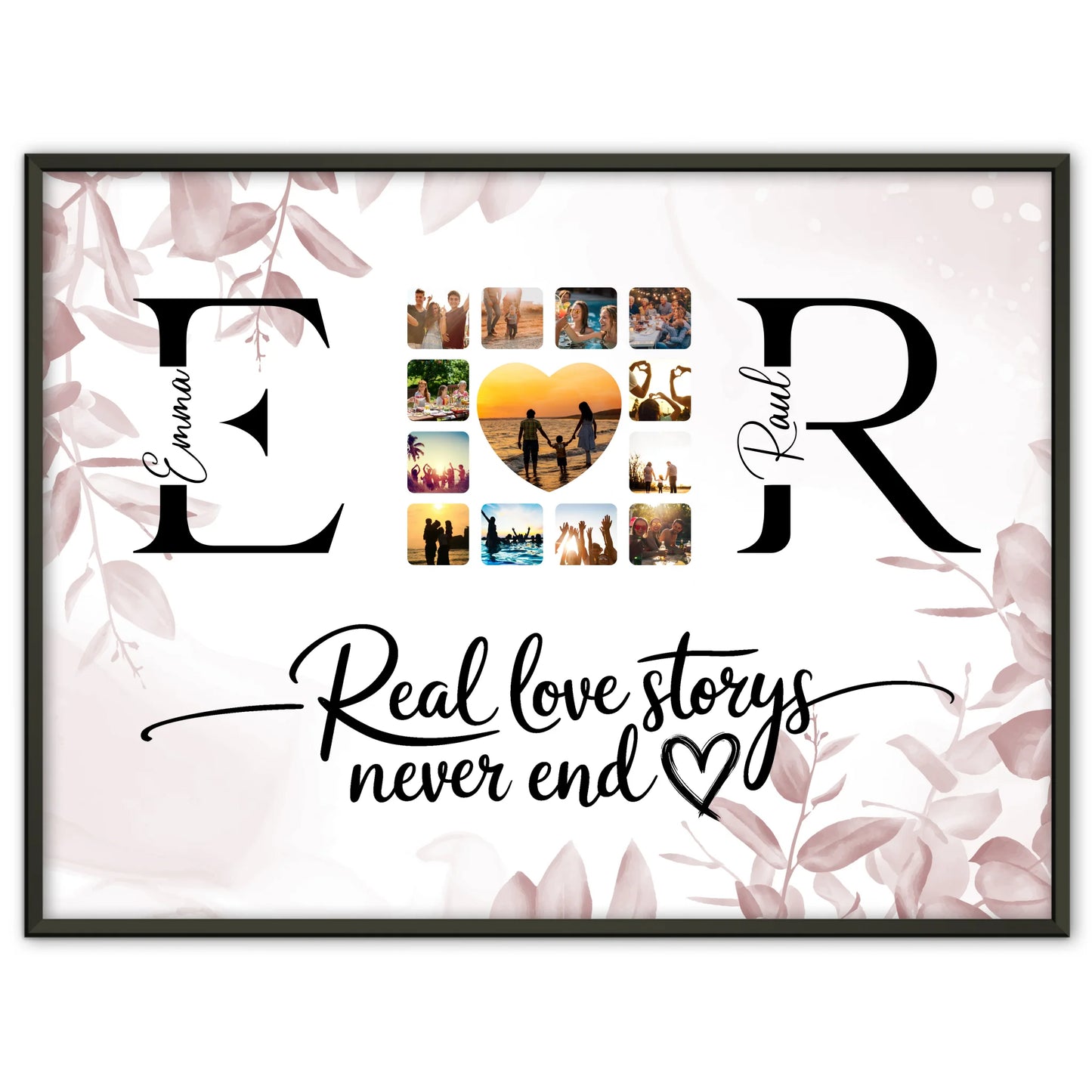 Personalisiertes Liebes Poster Mit Initialien Namen und Fotos Real Love Storys Never End