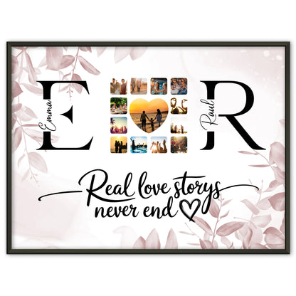 Personalisiertes Liebes Poster Mit Initialien Namen und Fotos Real Love Storys Never End