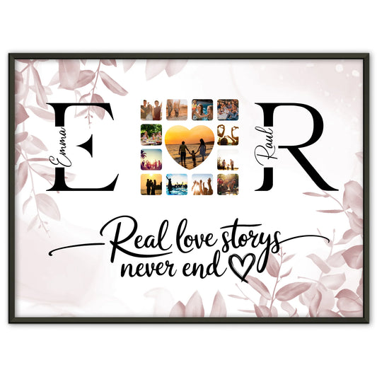 Personalisiertes Liebes Poster Mit Initialien Namen und Fotos Real Love Storys Never End