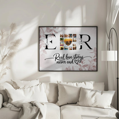 Personalisiertes Liebes Poster Mit Initialien Namen und Fotos Real Love Storys Never End
