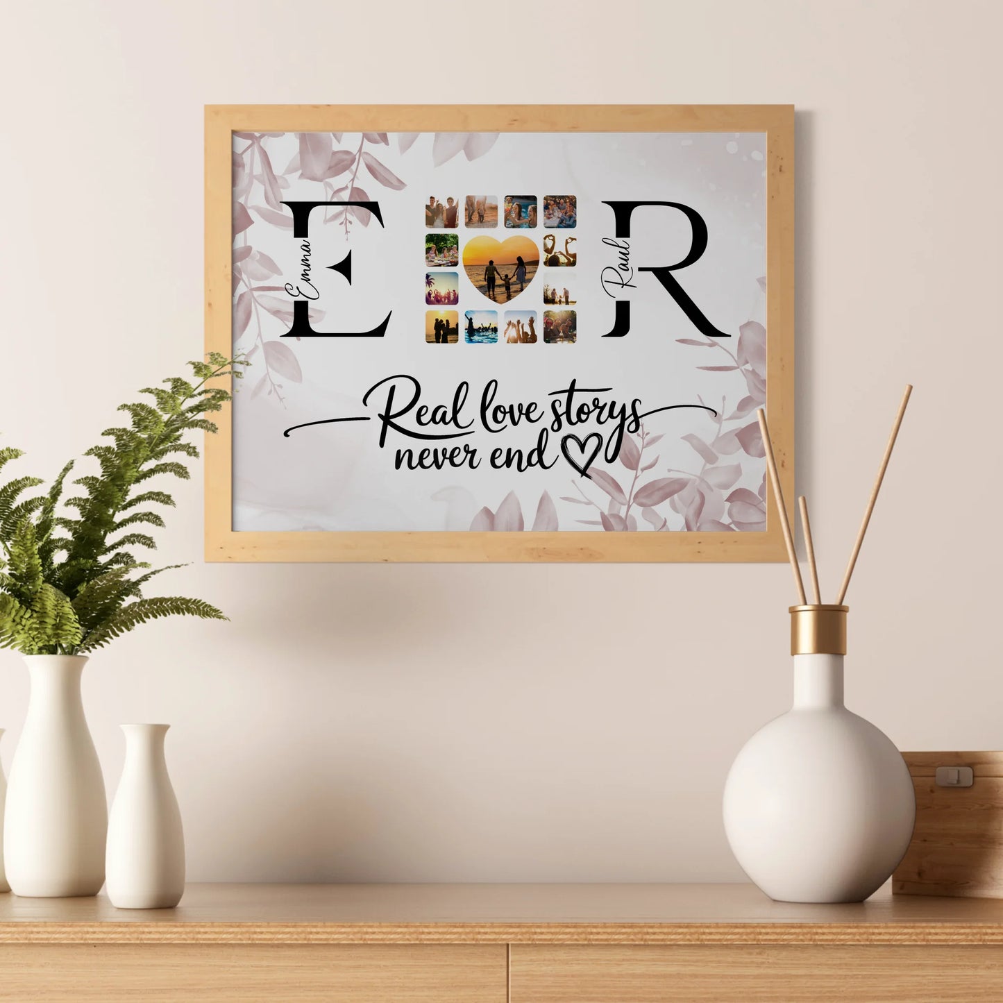 Personalisiertes Liebes Poster Mit Initialien Namen und Fotos Real Love Storys Never End