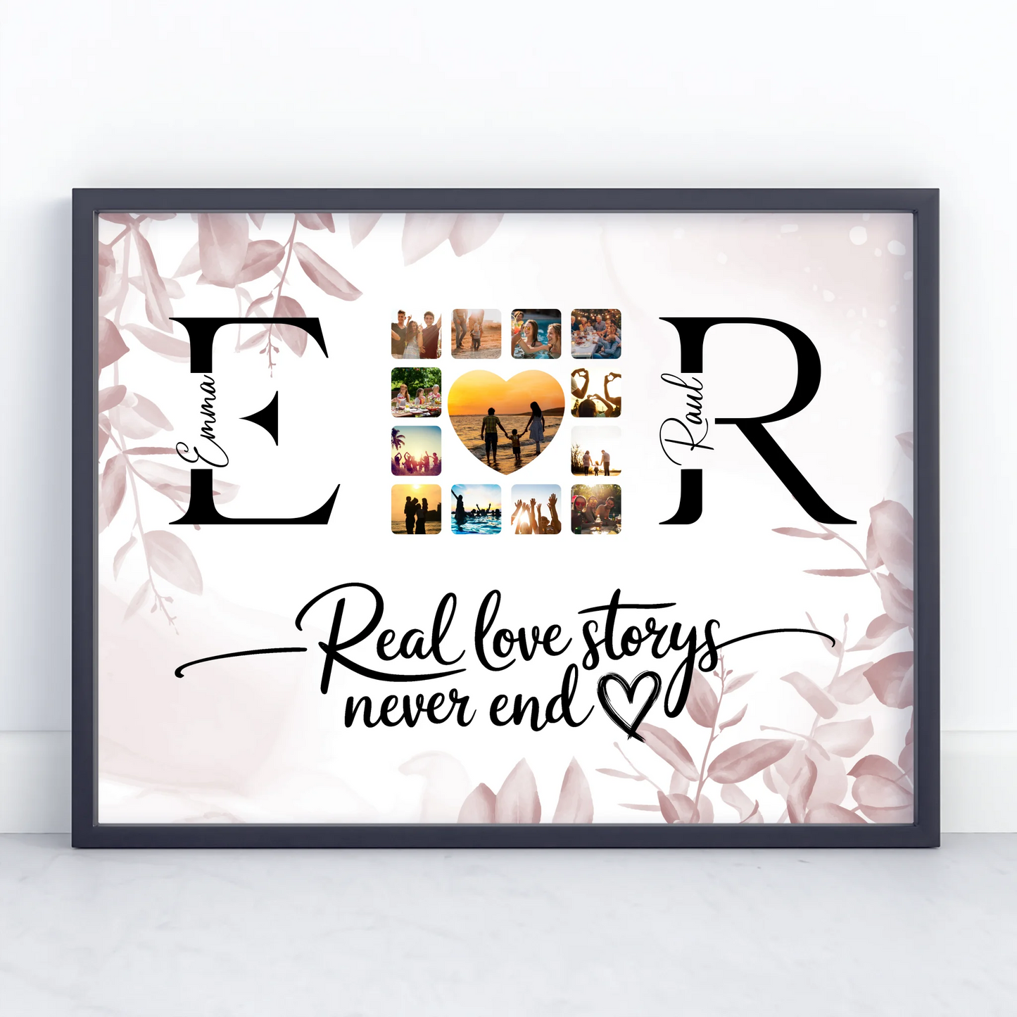 Personalisiertes Liebes Poster Mit Initialien Namen und Fotos Real Love Storys Never End