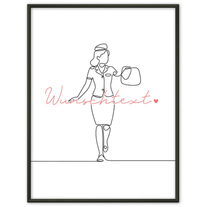 Lineart Poster Flugbegleiter Geschenk Tochter & Schwester für Flugbegleiter Flugbegleiterin Flight attendant