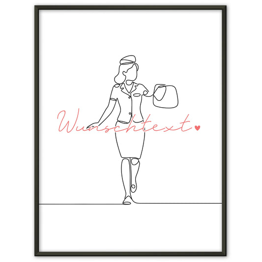Lineart Poster Flugbegleiter Geschenk Tochter & Schwester für Flugbegleiter Flugbegleiterin Flight attendant
