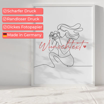 Personalisiertes Poster Lineart Fotograf Geschenk Tochter & Schwester für Fotograf Fotografin photographer
