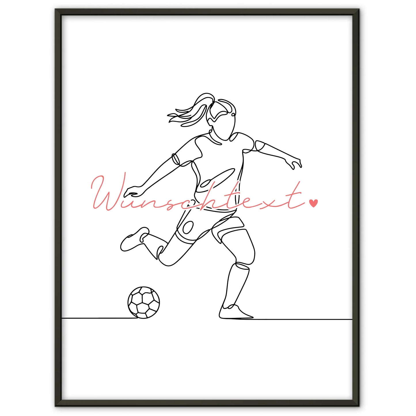 Lineart Poster Personalisiert Fußball Geschenk Tochter & Schwester für Fußballer Fußballerin football