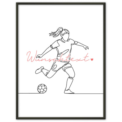 Lineart Poster Personalisiert Fußball Geschenk Tochter & Schwester für Fußballer Fußballerin football