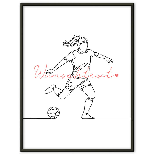 Lineart Poster Personalisiert Fußball Geschenk Tochter & Schwester für Fußballer Fußballerin football