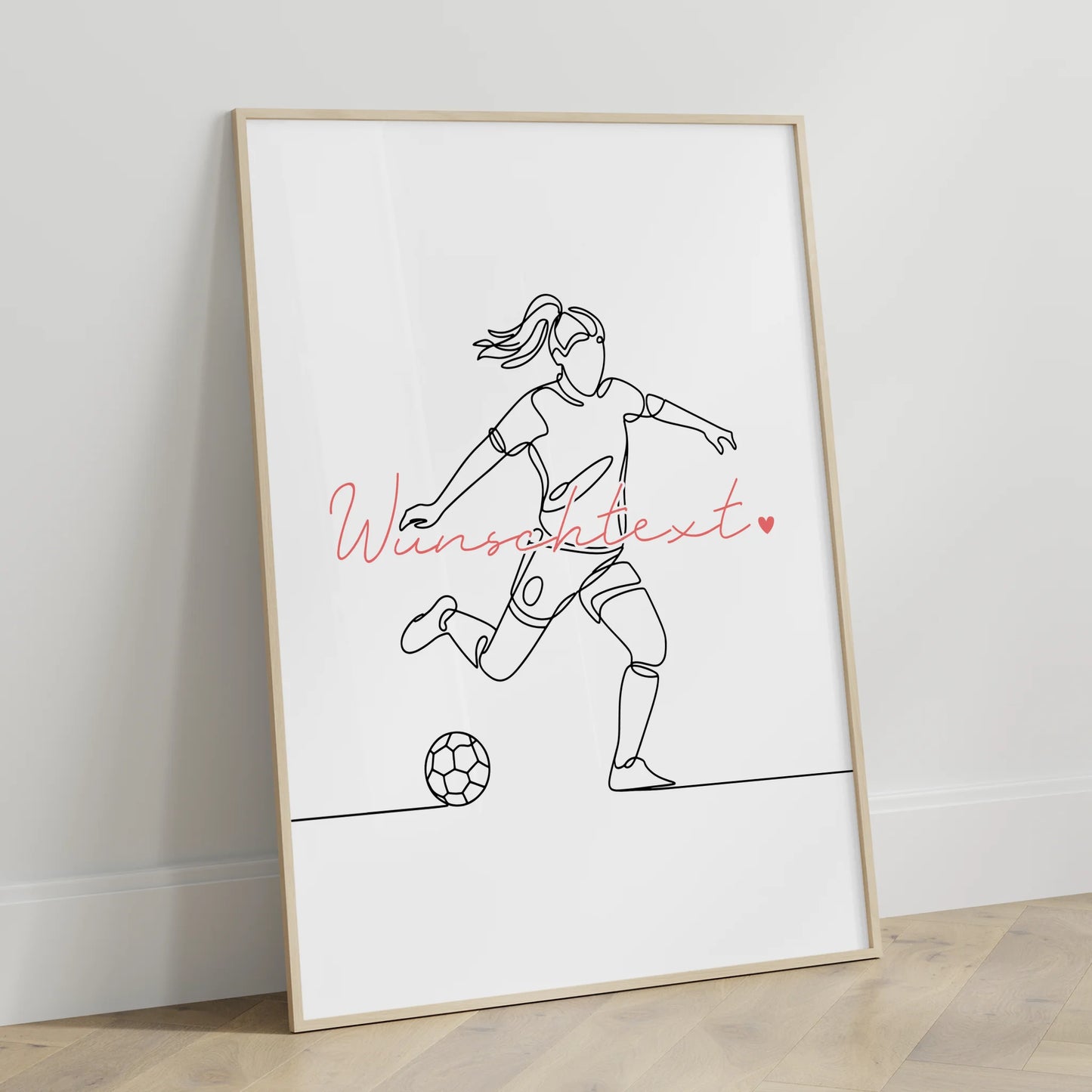Lineart Poster Personalisiert Fußball Geschenk Tochter & Schwester für Fußballer Fußballerin football