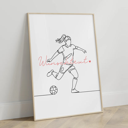 Lineart Poster Personalisiert Fußball Geschenk Tochter & Schwester für Fußballer Fußballerin football