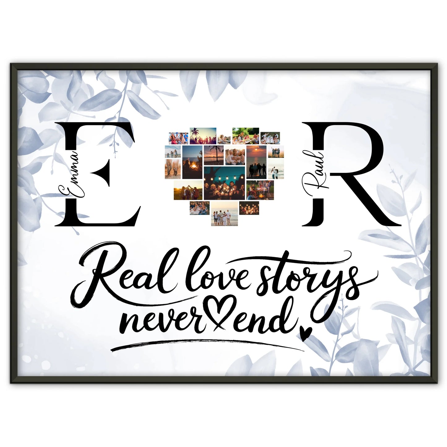 Liebes Poster Personalisiert Mit Namen Initialien und Fotos Real Love Storys Never End