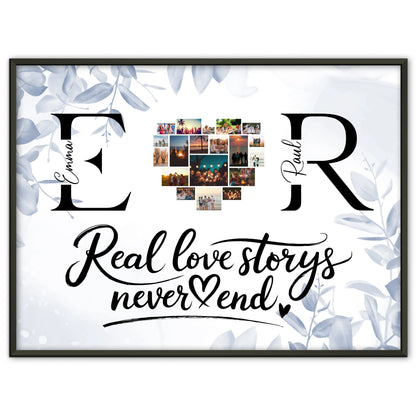Liebes Poster Personalisiert Mit Namen Initialien und Fotos Real Love Storys Never End