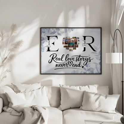 Liebes Poster Personalisiert Mit Namen Initialien und Fotos Real Love Storys Never End
