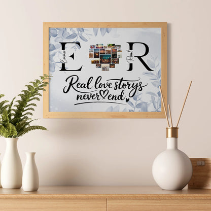 Liebes Poster Personalisiert Mit Namen Initialien und Fotos Real Love Storys Never End