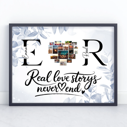 Liebes Poster Personalisiert Mit Namen Initialien und Fotos Real Love Storys Never End