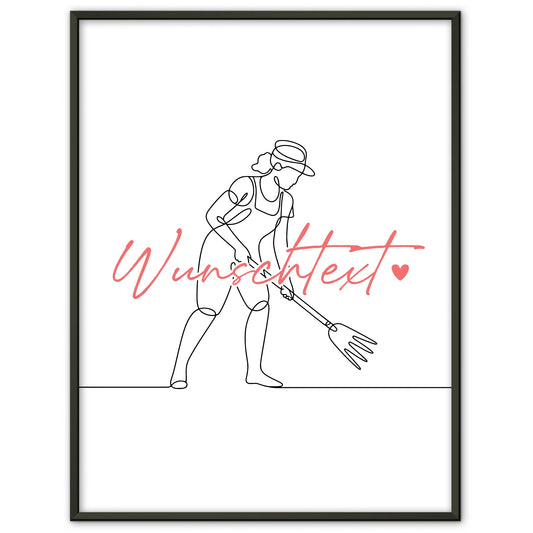 Lineart Poster Gartenarbeit Geschenk Tochter & Schwester für Gärtner Gärtnerin Gardening