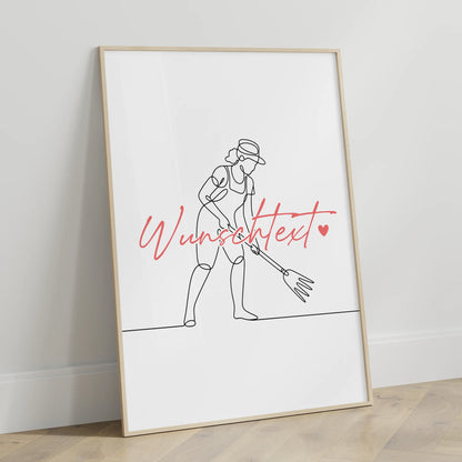 Lineart Poster Gartenarbeit Geschenk Tochter & Schwester für Gärtner Gärtnerin Gardening