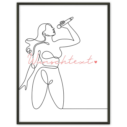 Personalisiertes Poster Lineart Gesang Geschenk Tochter & Schwester für Sänger Sängerin singing