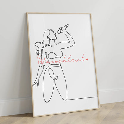 Personalisiertes Poster Lineart Gesang Geschenk Tochter & Schwester für Sänger Sängerin singing