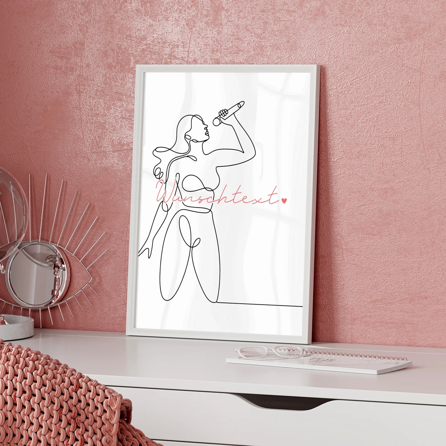 Personalisiertes Poster Lineart Gesang Geschenk Tochter & Schwester für Sänger Sängerin singing