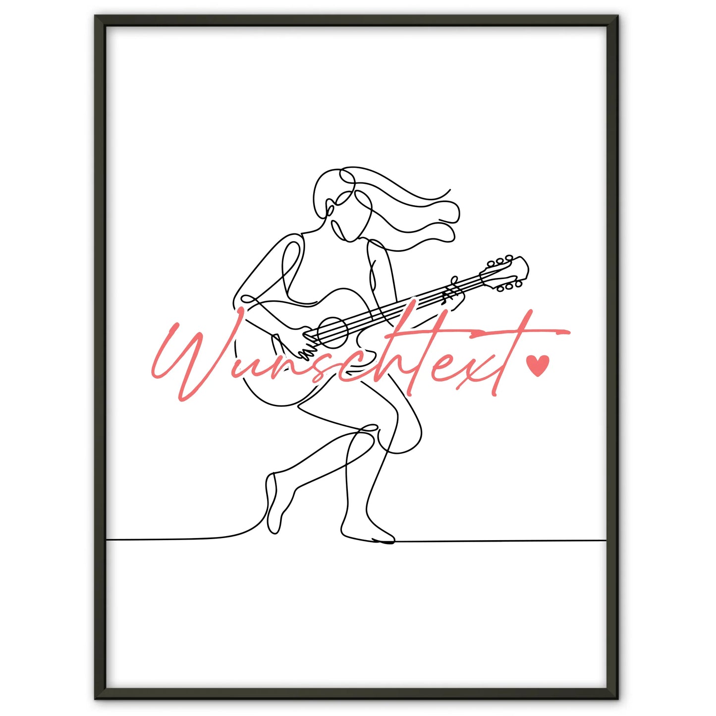 Lineart Poster Personalisiert Gitarre Geschenk Tochter & Schwester für Gitarrist Gitarristin guitar