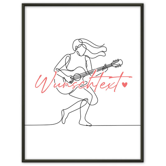 Lineart Poster Personalisiert Gitarre Geschenk Tochter & Schwester für Gitarrist Gitarristin guitar