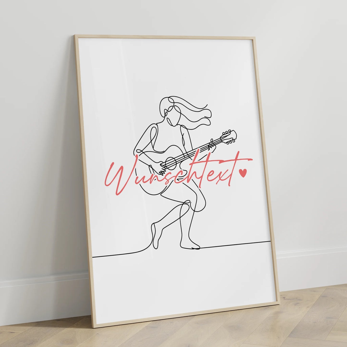 Lineart Poster Personalisiert Gitarre Geschenk Tochter & Schwester für Gitarrist Gitarristin guitar
