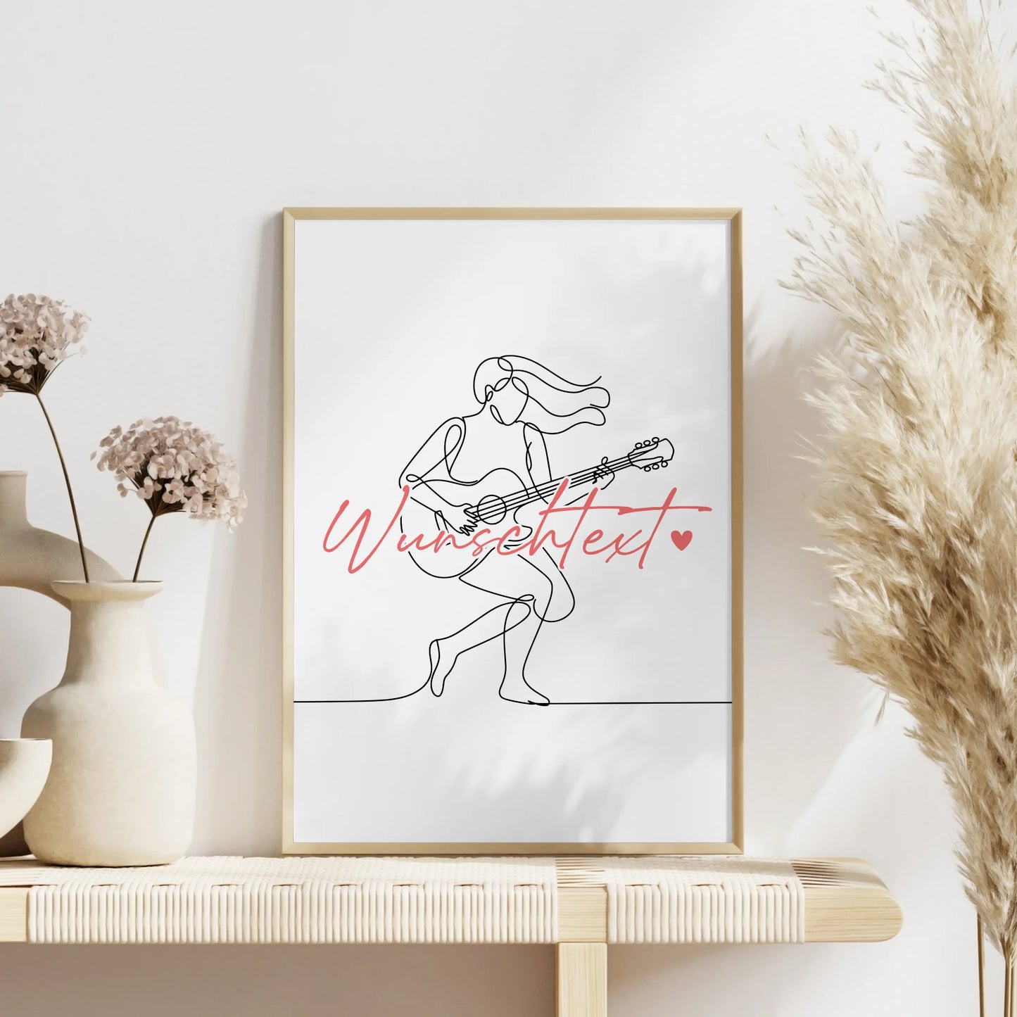 Lineart Poster Personalisiert Gitarre Geschenk Tochter & Schwester für Gitarrist Gitarristin guitar