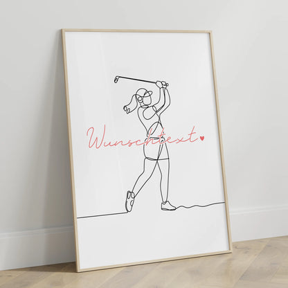Lineart Poster Golf Geschenk Tochter & Schwester für Golfer Golferin golf